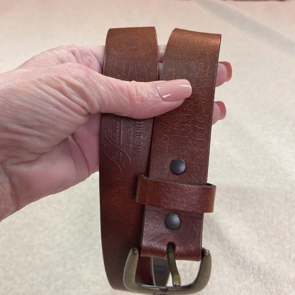 Levi Strauss Leather Embossed Light Brown Belt L (30-32)